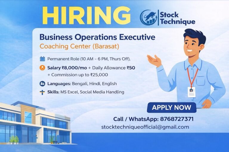 Business Operations Executive Job in Barasat | Stock Technique